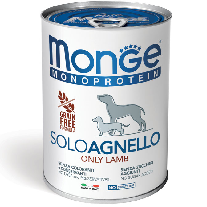Monge Cane Solo Pate' Monoproteico Agnello 400 g