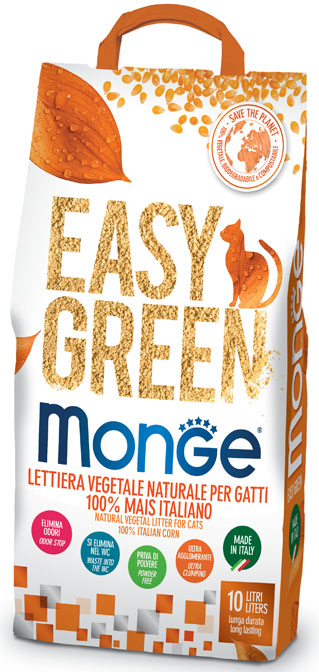 Monge Easy Green Lettiera ecologica per gatti Easy Green 100% Mais Italiano