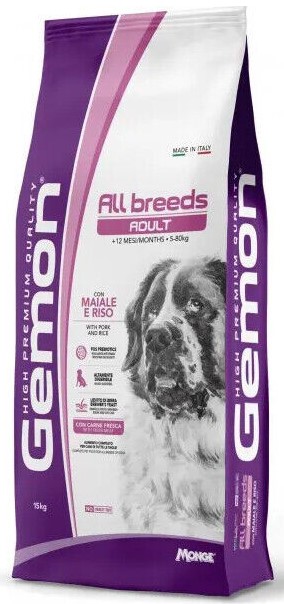 Gemon Monge CANE Medium Adult Crocchette MAIALE Riso Sacco 15Kg