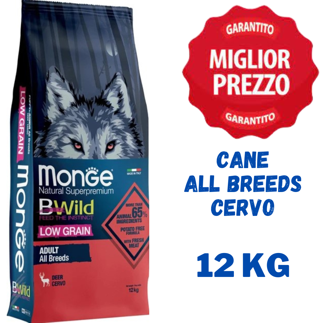 Monge BWild All Breeds Adult Low Grain Cervo - Crocchette Cane - 2,5 Kg 12 Kg - immagine 2