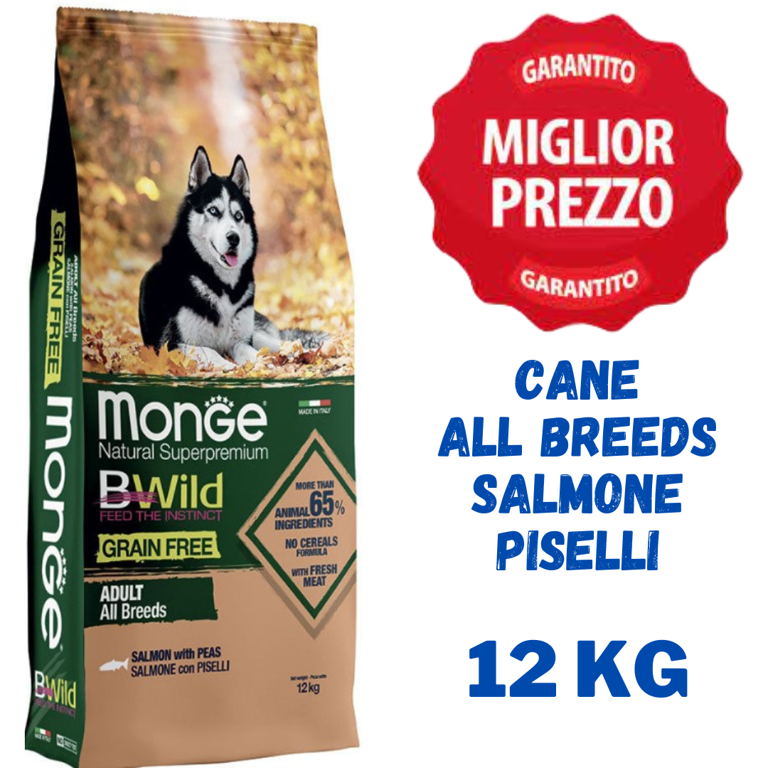 Monge BWild All Breeds Adult Grain Free Salmone con Piselli Crocchette Cane - 2,5 Kg - 12 Kg - immagine 2