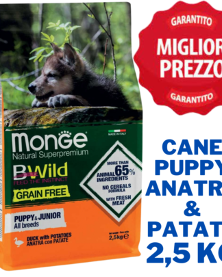 Monge BWild Grain Free All Breeds Puppy & Junior Anatra con Patate